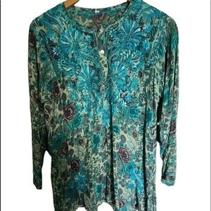 All‎ the Colors of the Sea Embroidered Tunic Vacation Cruise Resort Wear S
